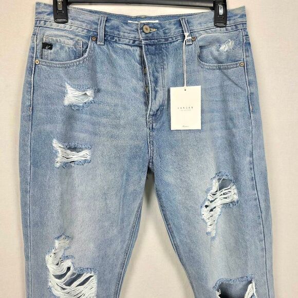 KanCan High Rise Distressed Mom Jeans 13/30 Button Fly - Picture 2 of 12